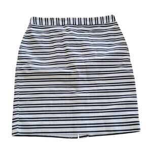 LOFT Pencil Skirt Cream Black Striped Structured Women Sz 6 Work Casual